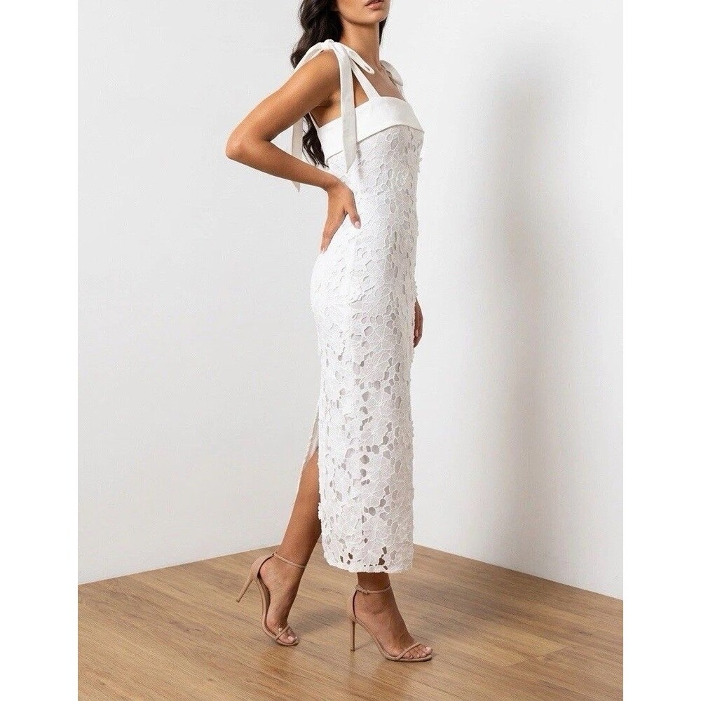 Petal & Pup White Emersyn Midi Lace Dress - Size Medium - NWOT - Bridal Dress - Picture 2 of 16